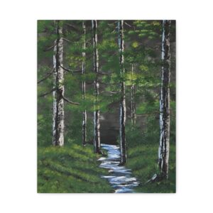 The Forest – Peaceful Woodland Stream | Nature Landscape Stretched Canvas Wall Art