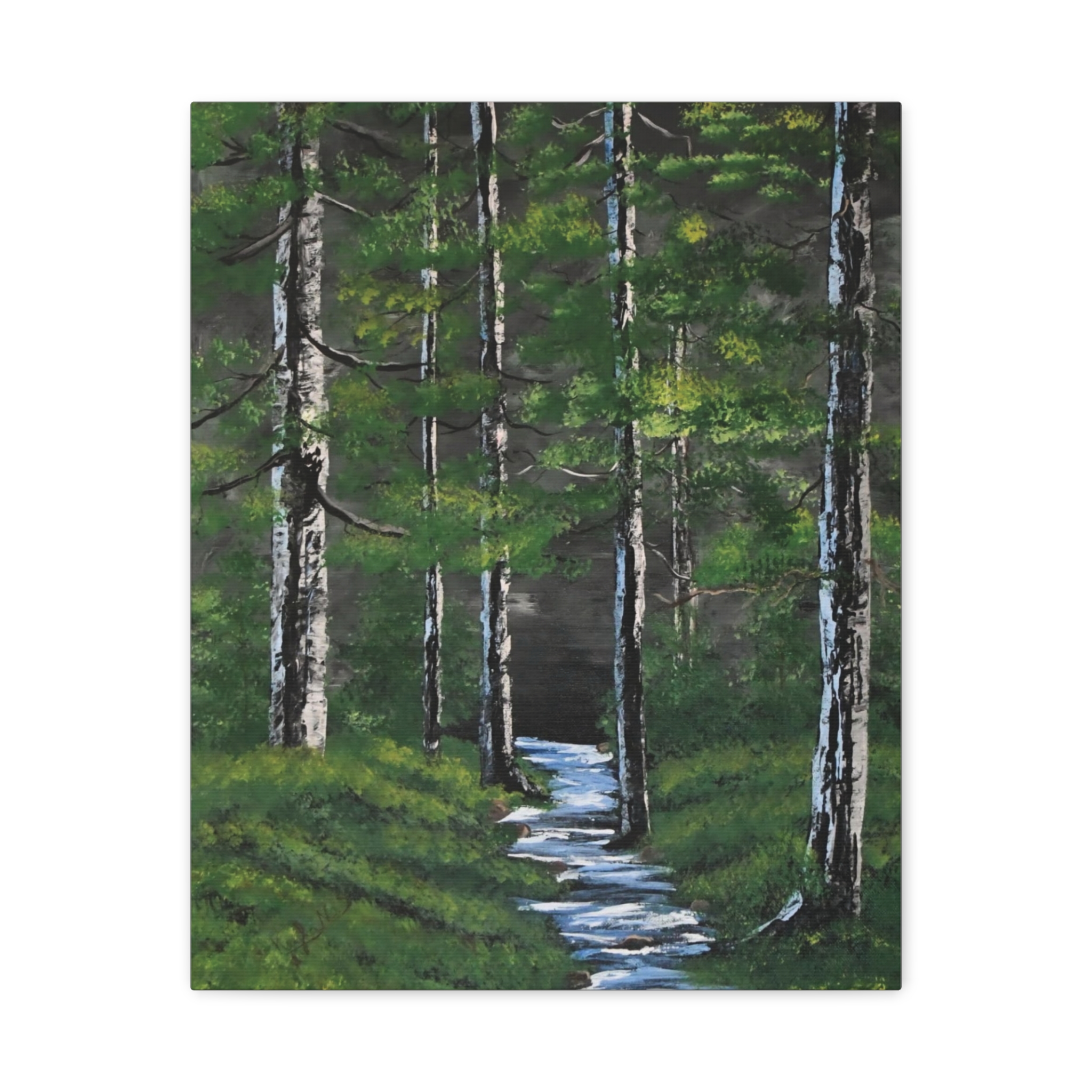 The Forest – Peaceful Woodland Stream | Nature Landscape Stretched Canvas Wall Art
