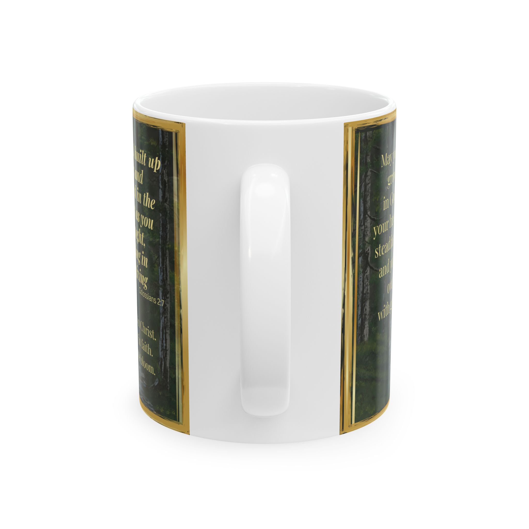 ROOTED IN FAITH – Christian Inspirational Coffee Mug | Colossians 2:7 | Original Forest Artwork | Faith & Gratitude Gift - Image 2
