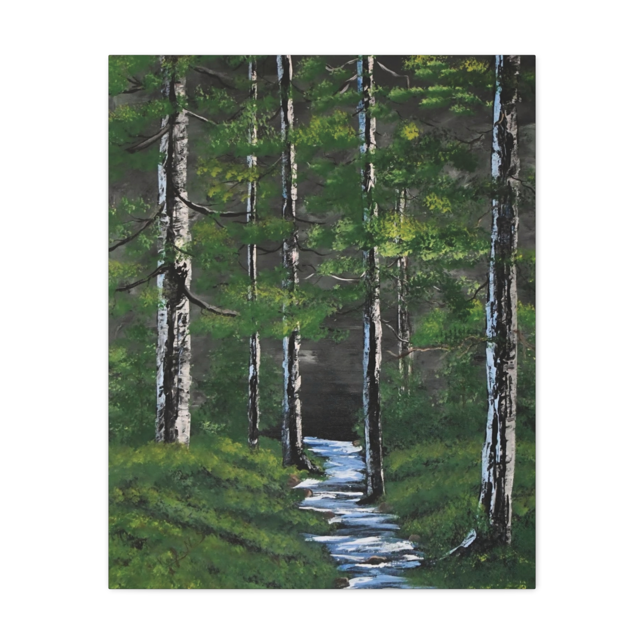 The Forest – Peaceful Woodland Stream | Nature Landscape Stretched Canvas Wall Art - Image 5