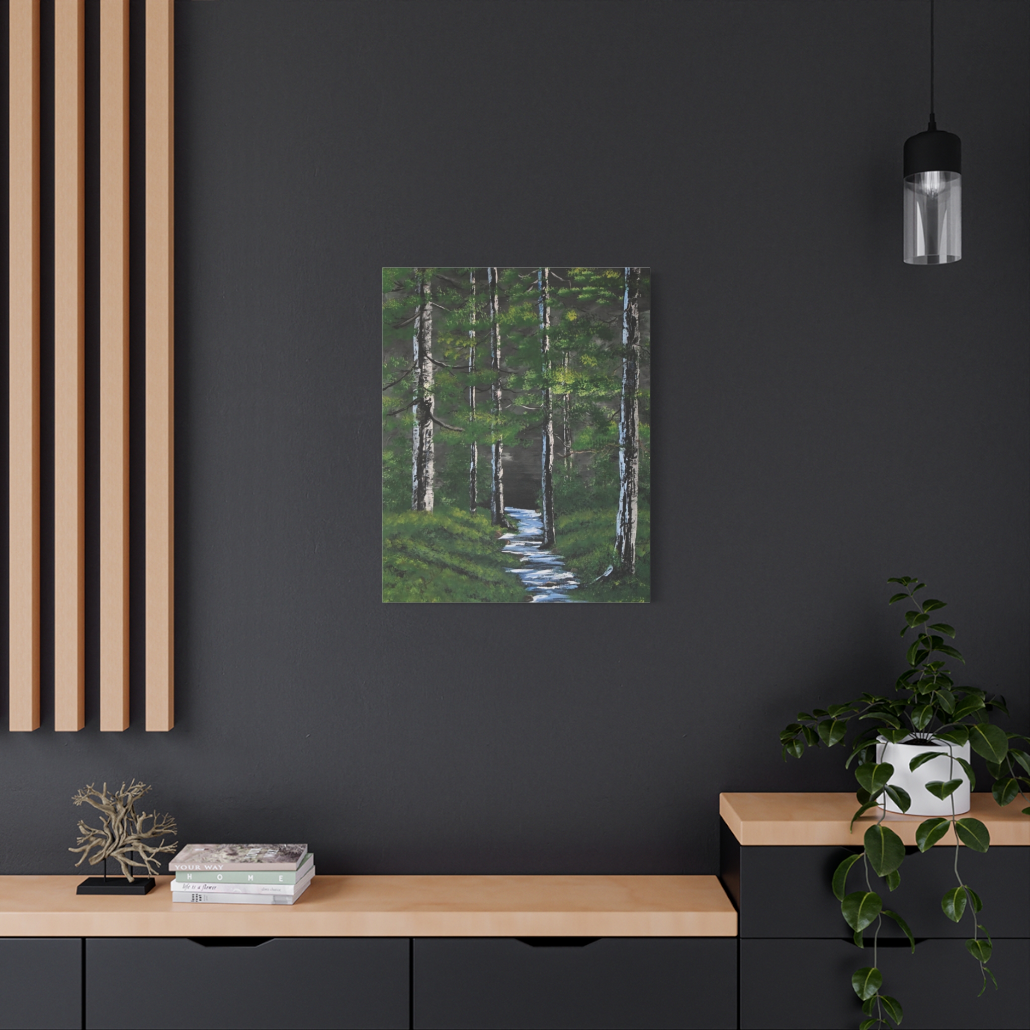 The Forest – Peaceful Woodland Stream | Nature Landscape Stretched Canvas Wall Art - Image 8