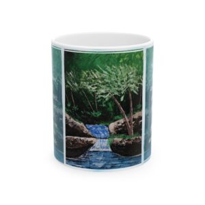 CALMING WATERS – Christian Inspirational Coffee Mug | Isaiah 43:2 | Original Waterfall Artwork | Faith & Encouragement Gift
