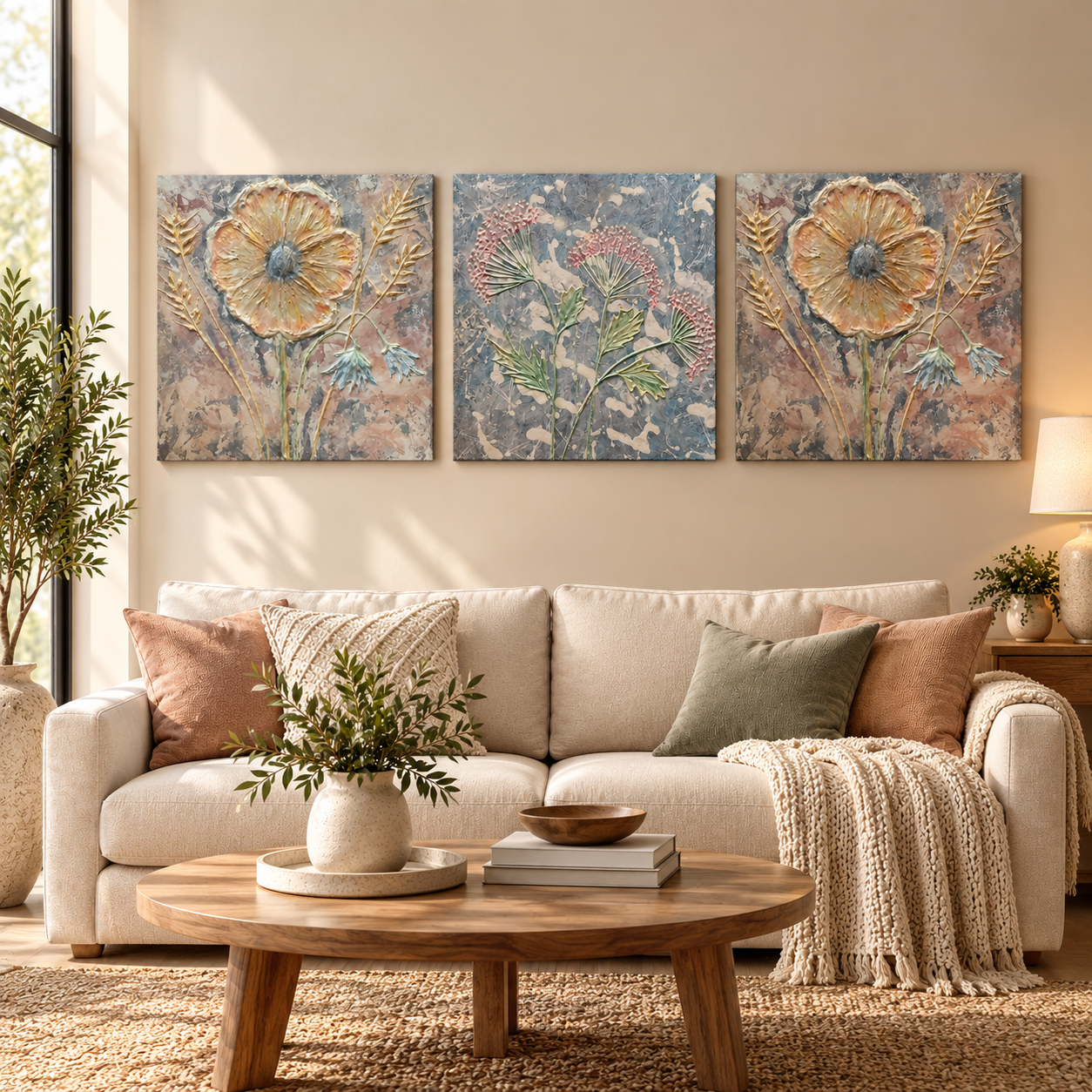 Champagne Blossom – Floral Canvas Art Print | Painting Fun & More - Image 3