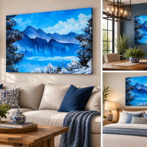 The Blue Mountains – Peaceful Blue Mountain Landscape | Stretched Canvas Wall Art