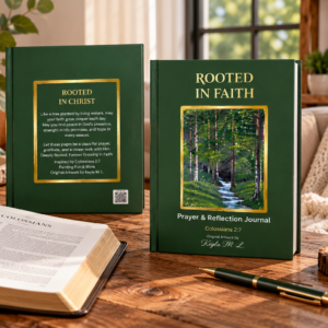 Rooted in Faith – Christian Prayer & Reflection Journal | Colossians 2:7 | Hardcover Journal with Original Artwork