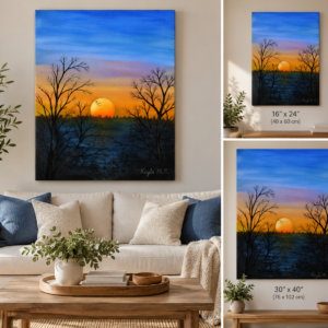 SUNSET – Christian Inspirational Canvas Wall Art | Psalm 113:3 | Original Painting by Keyla M. L.