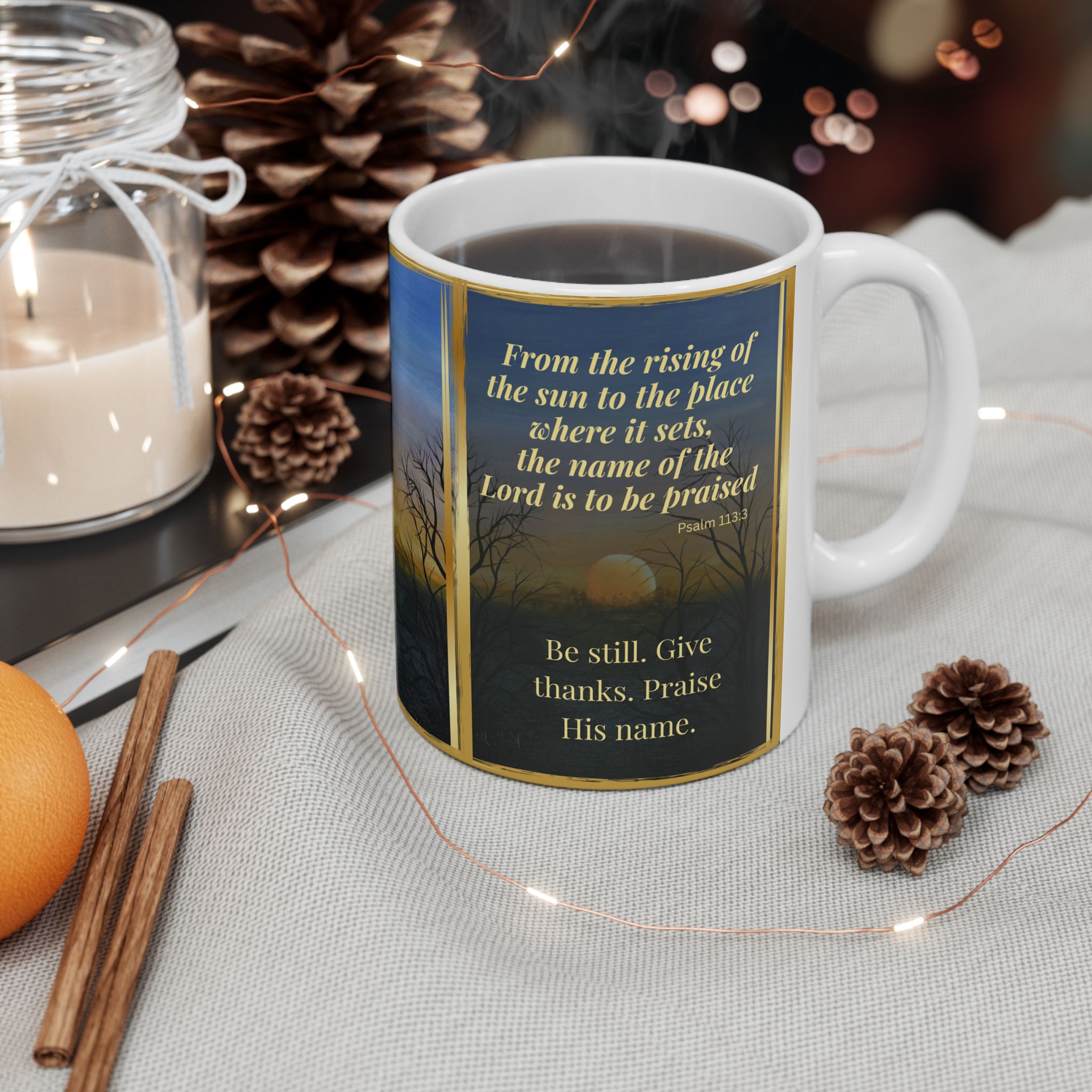 SUNSET – Christian Inspirational Coffee Mug | Psalm 113:3 | Original Sunset Artwork | Faith & Gratitude Gift - Image 10