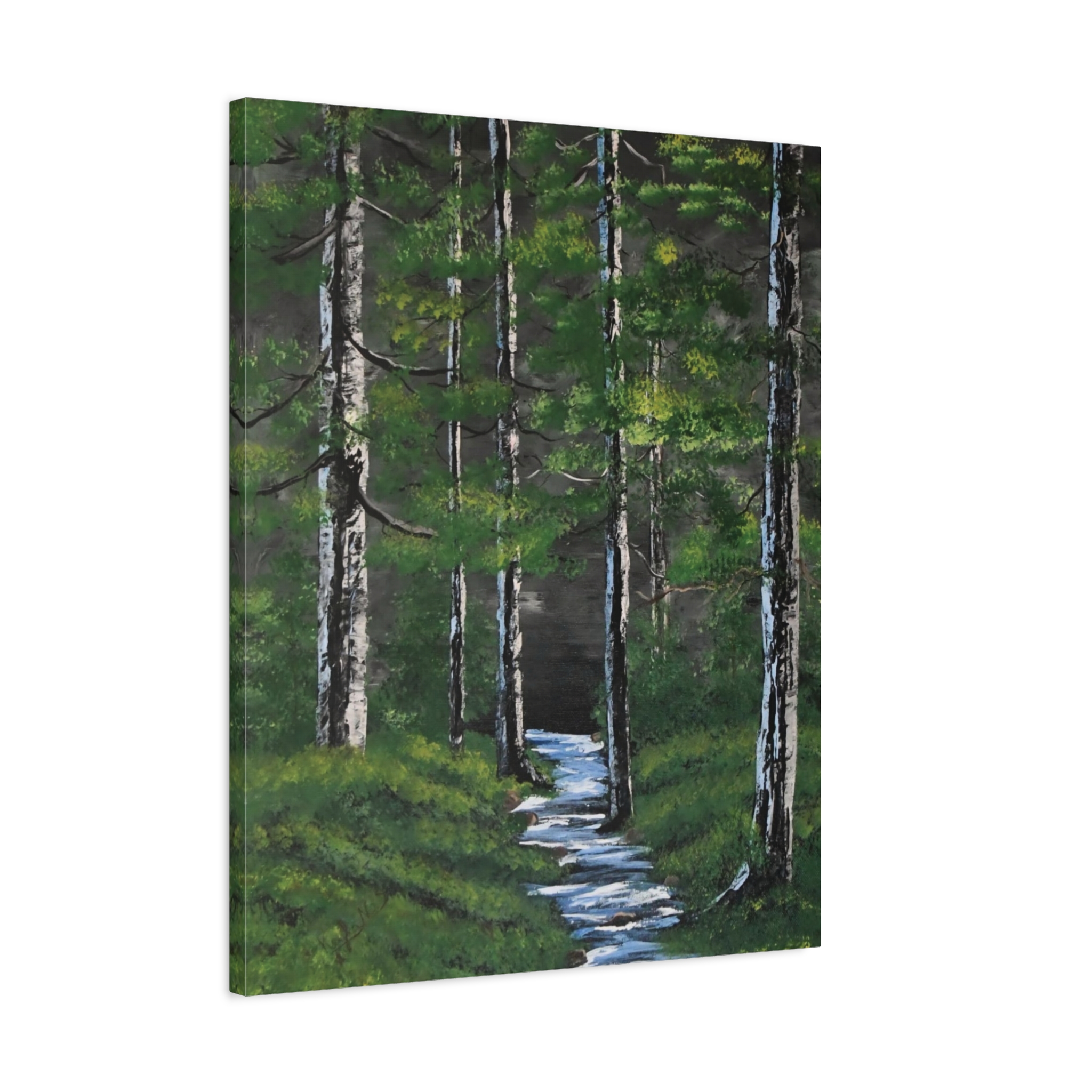 The Forest – Peaceful Woodland Stream | Nature Landscape Stretched Canvas Wall Art - Image 6