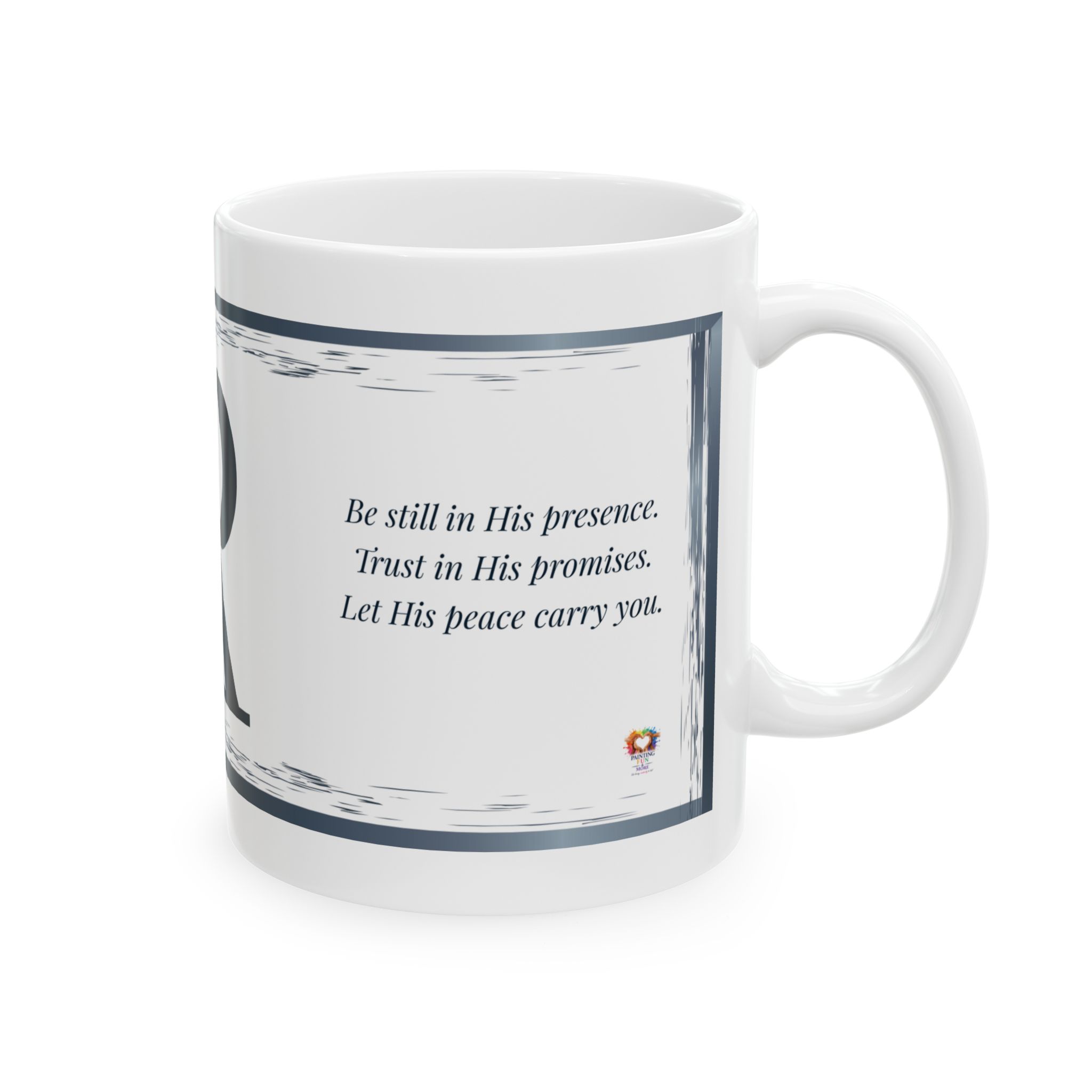 Personalized Initial Christian Coffee Mug | Isaiah 43:2 | White and Navy Blue Faith & Encouragement Gift - Image 4