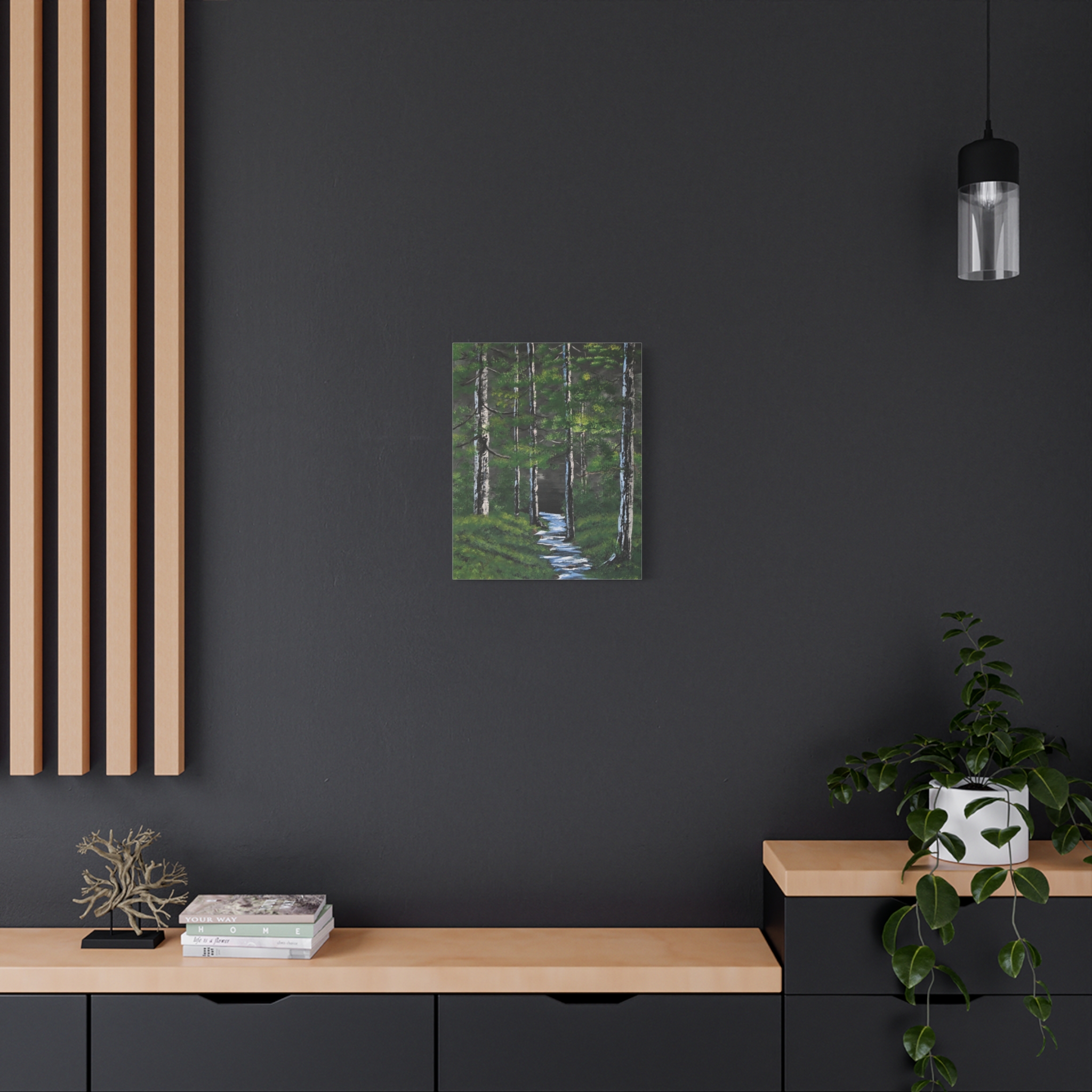 The Forest – Peaceful Woodland Stream | Nature Landscape Stretched Canvas Wall Art - Image 4